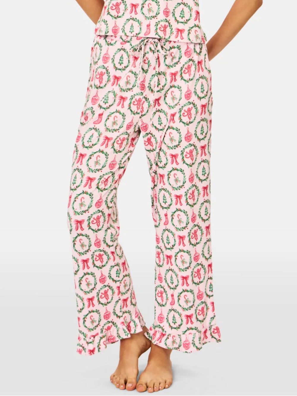 Roller Rabbit Pink Tis the Season Monkey Lily Christmas Pajama Pants Sz. S